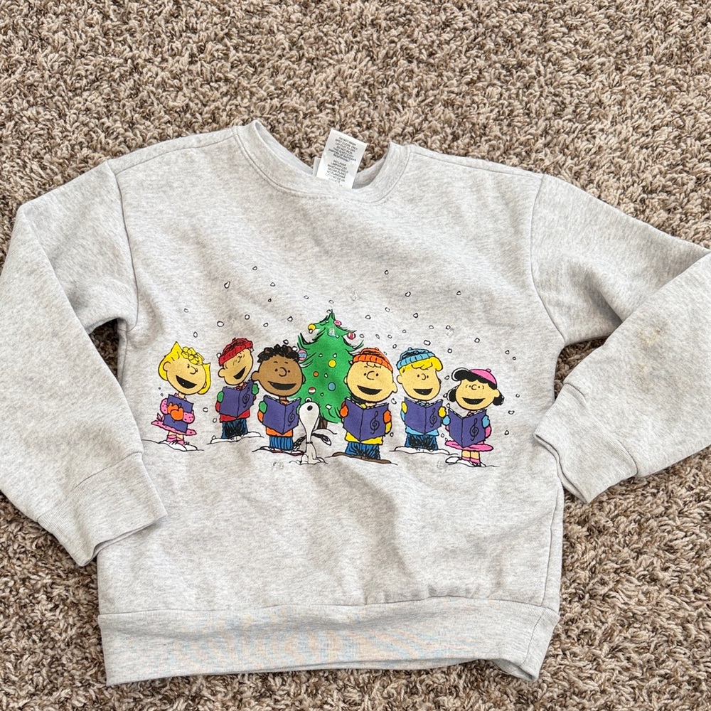 Peanuts Gray Sweatshirt with Colorful Characters